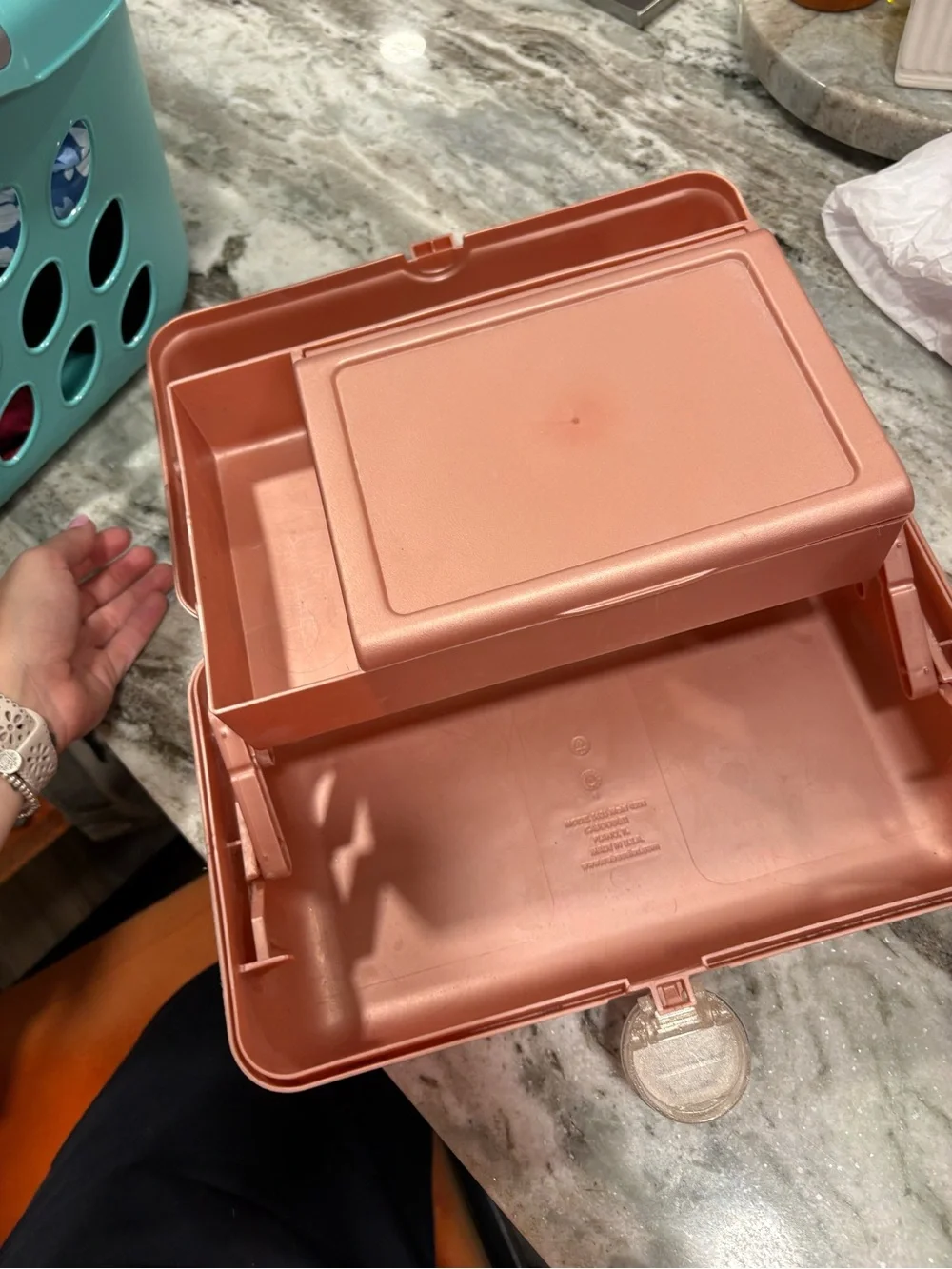 Caboodles Coral Pink Cosmetic Case with Mirror and Compartments